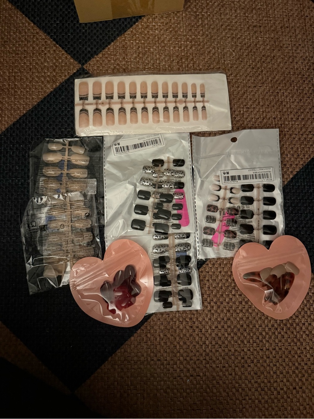 Assorted Press-On Nail Sets in Nude, Black, Pink & Patterned Styles
